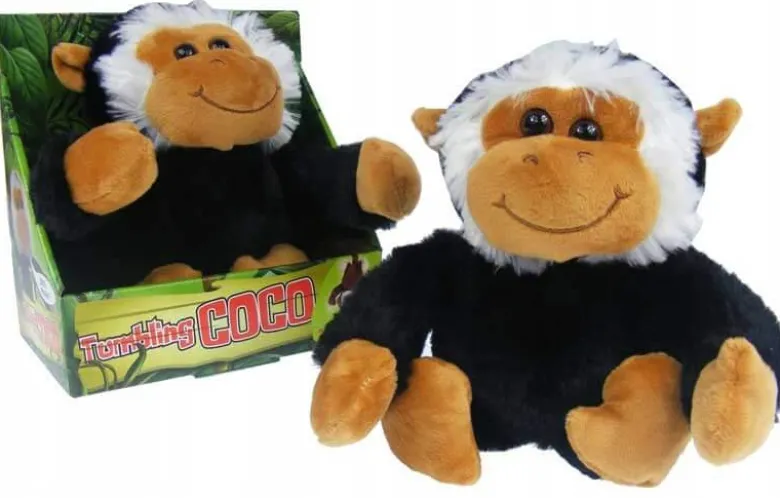 Apan Coco som gör kullerbyttor med ljud Svart