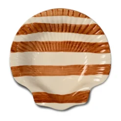 Armona stripe lautanen 23,5x23,5 cm, Vaaleanruskea-valkoinen
