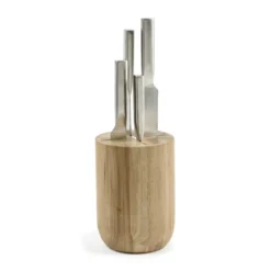 Base veitsisetti ja veitsiteline 5 osaa, Wood-steel grey