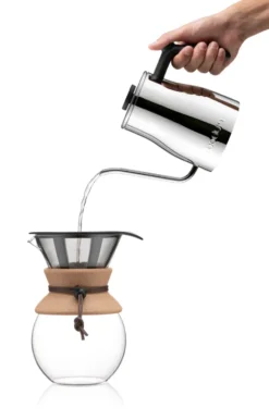 Bistro vedenkeitin joutsenkaulan mallisella kaatonokalla 8 kuppia, Chrome