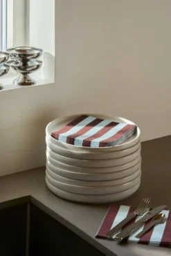 Bold Stripe paperiservetti, Viininpunainen-sininen, 20-pack, 33x33 cm