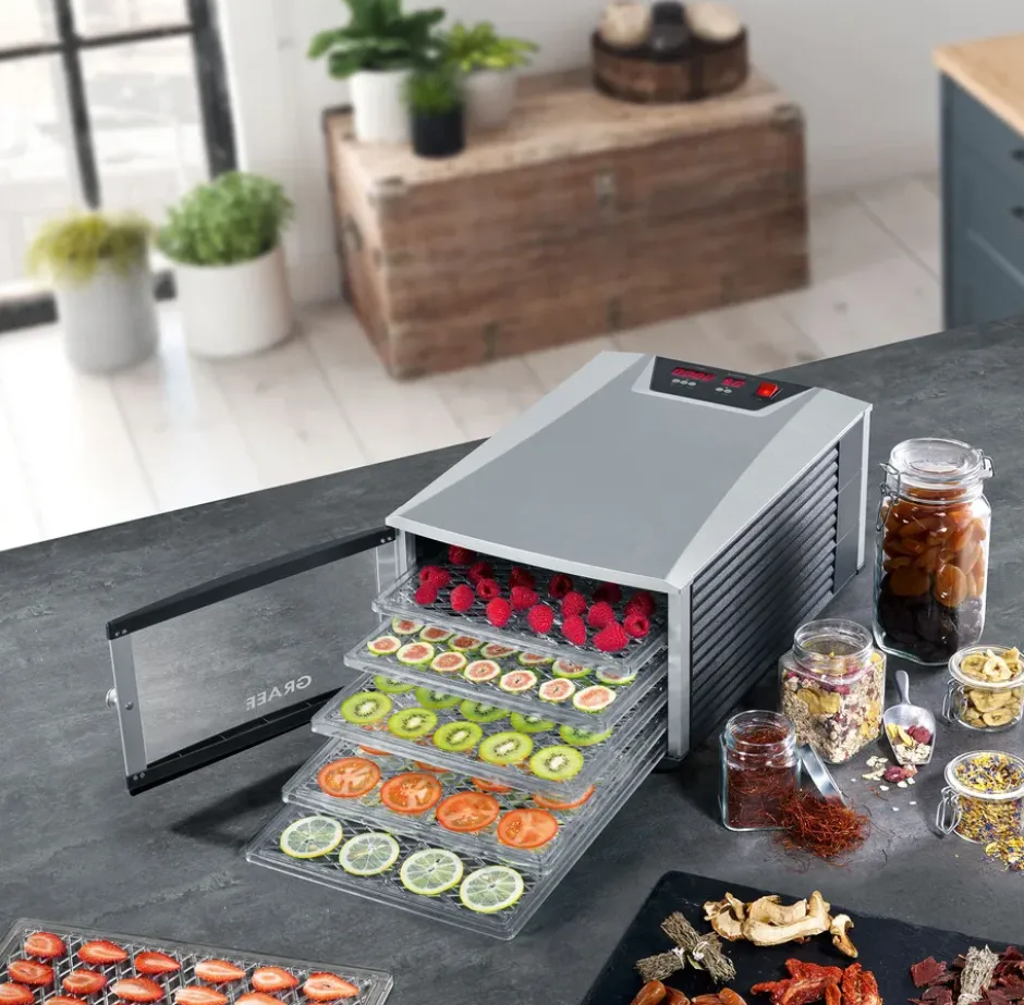 Graef DA506 Dehydrator sienikuivain 6 tarjotinta, Musta-harmaa