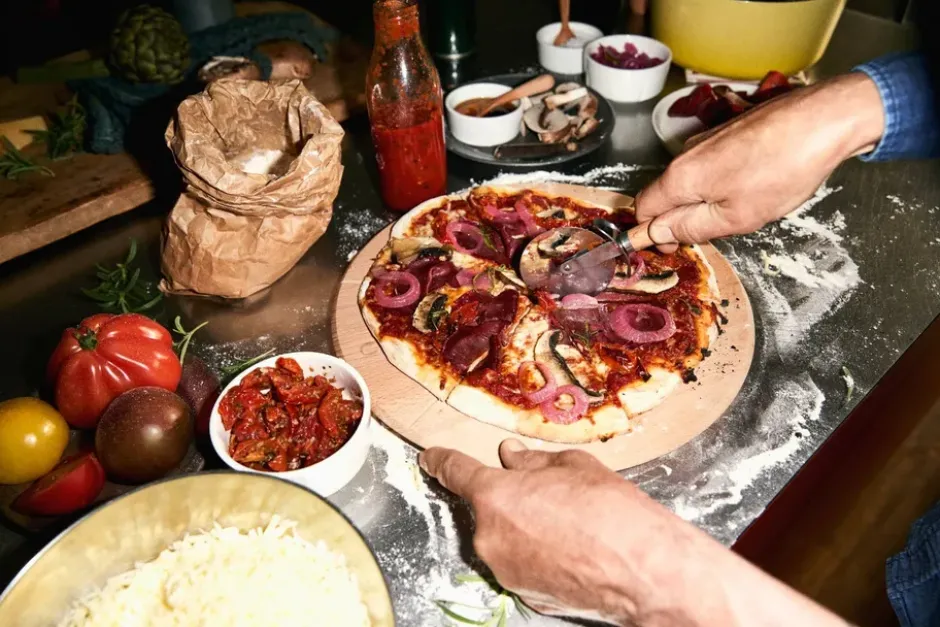 Grand Cru pizzalauta ja -leikkuri, Pyökki, Ø35 cm