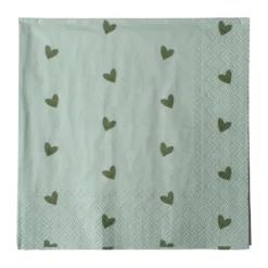 Heart paperinen lautasliina 33x33 cm 20-pack, Vihreä