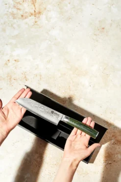 Hexclad Santoku 67-kerros Damaskus 18 cm, Vihreä