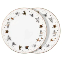 Julemorgen Story -lautanen 25 cm, 2-pakkaus, Valkoinen-multi