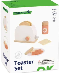 Leksaksbrödrost trä med brödskivor, pålägg Tooky Toy