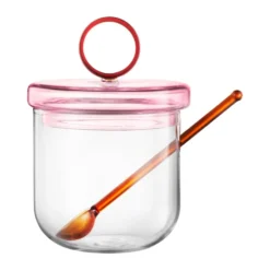 Loop sokerikulho mukana lusikka Ø14 cm, Kirkas pink amber