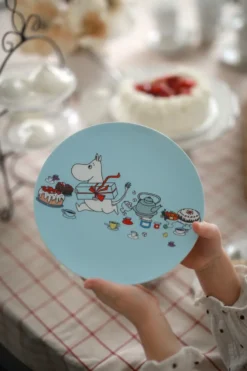 Mumin Picknick flat lautanen Ø19,5 cm, Vaaleansininen