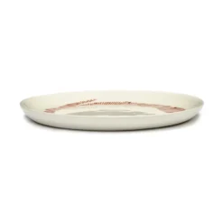 Ottolenghi Feast lautanen M Ø22,5 cm 2-pakkaus, White stripes-red