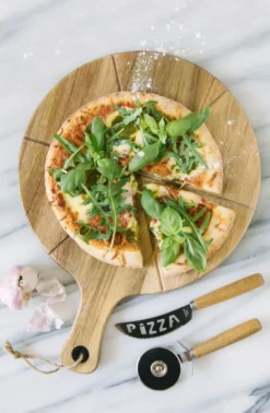 Pino pizzasetti veitsi ja pizzaleikkuri, Akacia-ruostumaton teräs