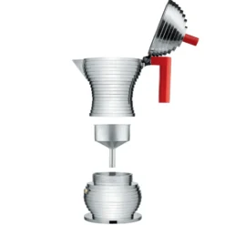 Pulcina espressokeitin 6 kuppia, punainen kahva