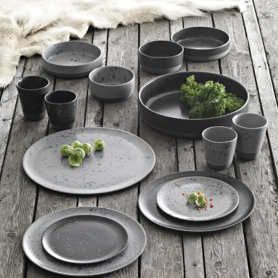 Raw lautanen Ø20 cm, musta pilkullinen