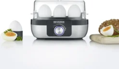 Severin EK 3163 Premium munankeitin 1-3 munaa, Musta-hopea