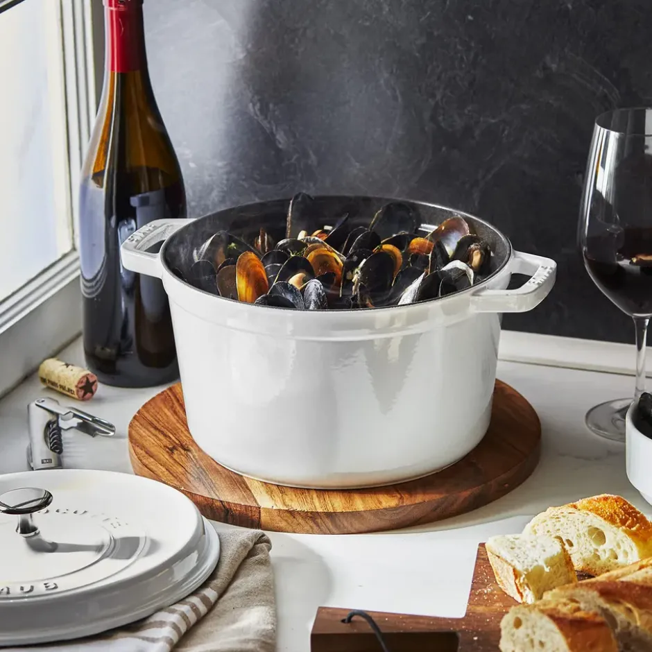 Staub pyöreä pata korkea 4,8 L, White Truffle