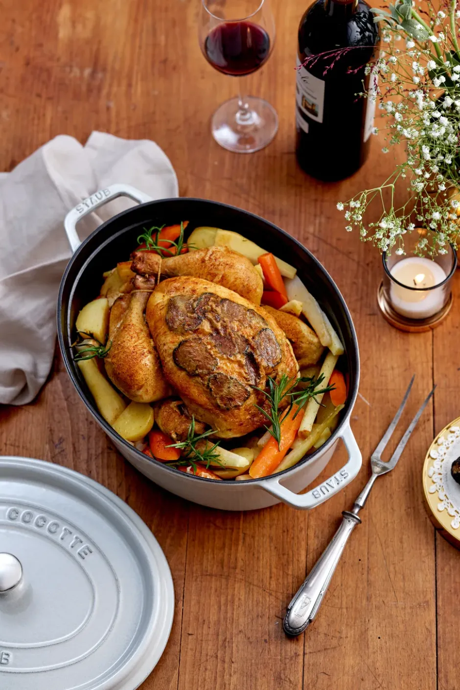Staub White Truffle -pata, ovaali, 5,5 l