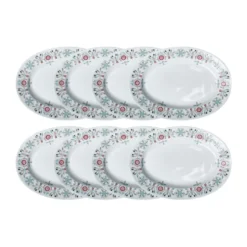 Swedish Grace Winter lautanen soikea 8-pakkaus - Valkoinen