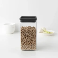 TASTY+ neliö säilytyspurkki 1,6 L, Tummanharmaa