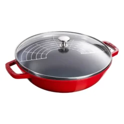 Wokkipannu lasikannella Ø30 cm 4,4 L, Punainen